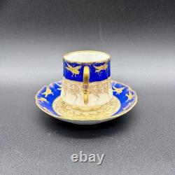 Limoges Demitasse Cup, Martial Redon, Gold Birds in Flight, Belle Époque
