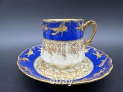 Limoges Demitasse Cup, Martial Redon, Gold Birds in Flight, Belle Époque