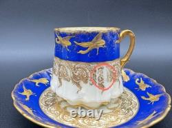Limoges Demitasse Cup, Martial Redon, Gold Birds in Flight, Belle Époque