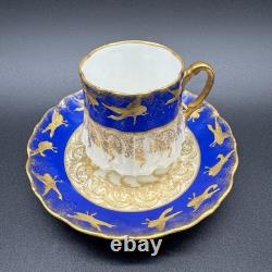 Limoges Demitasse Cup, Martial Redon, Gold Birds in Flight, Belle Époque