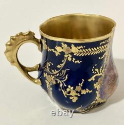 Limoges Demitasse Cup & Saucer Cherub Cobalt Blue Sevres Style