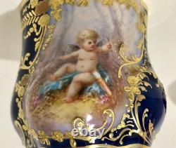 Limoges Demitasse Cup & Saucer Cherub Cobalt Blue Sevres Style Limoges Demitasse Cup & Saucer Cherub Cobalt Blue Sevres Style