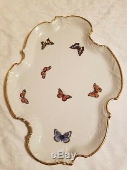 Limoges Demitasse Cups, Saucers / Tray With Butterflies