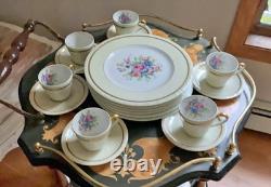Limoges France CHF Versailles Set 6 Demitasse Cups & Saucers + 6 Dinner Plates