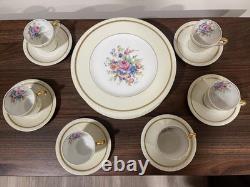 Limoges France CHF Versailles Set 6 Demitasse Cups & Saucers + 6 Dinner Plates