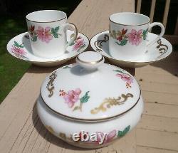 Limoges France/Italian Michielotto Demitasse Set Tray, Sugar Bowl, Cup& Saucers