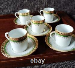 Limoges France Yves DEGOT Demitasse coffee cups and saucers, set of 5