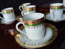 Limoges France Yves DEGOT Demitasse coffee cups and saucers, set of 5