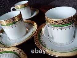 Limoges France Yves DEGOT Demitasse coffee cups and saucers, set of 5