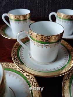 Limoges France Yves DEGOT Demitasse coffee cups and saucers, set of 5