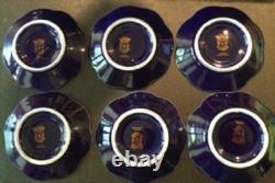 Limoges Gold Encrusted Cobalt Blue Demitasse Set of 6 Cups & Saucers withstands