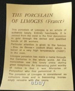 Limoges Gold Encrusted Cobalt Blue Demitasse Set of 6 Cups & Saucers withstands