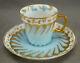 Limoges Hand Painted Signed Mb Blue Forget Me Nots Gold Demitasse Cup & Saucer