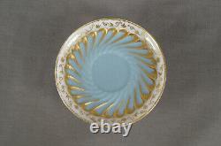 Limoges Hand Painted Signed MB Blue Forget Me Nots Gold Demitasse Cup & Saucer