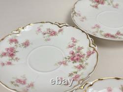 Limoges Haviland & Co. Demitasse Cups and Saucers Gold Trim Pink Flowers 4-Sets