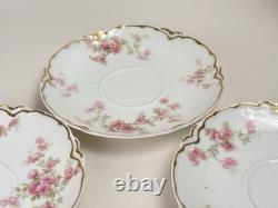 Limoges Haviland & Co. Demitasse Cups and Saucers Gold Trim Pink Flowers 4-Sets