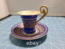 Limoges Letourneur Cobalt Gold Porcelain Demitasse Cup & Saucer OBO