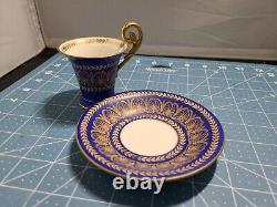 Limoges Letourneur Cobalt Gold Porcelain Demitasse Cup & Saucer OBO