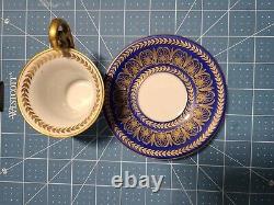 Limoges Letourneur Cobalt Gold Porcelain Demitasse Cup & Saucer OBO