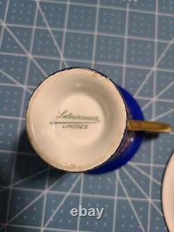 Limoges Letourneur Cobalt Gold Porcelain Demitasse Cup & Saucer OBO