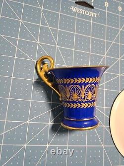 Limoges Letourneur Cobalt Gold Porcelain Demitasse Cup & Saucer OBO