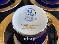 Limoges Raynaud Ceralene Cobalt Blue and Gold Demitasse 5 Cups and 6 Saucers