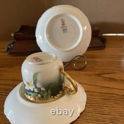 Limoges T&V Greenleaf & Crosby Hand Painted Floral Gold Demitasse 12 piece Set