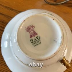 Limoges T&V Greenleaf & Crosby Hand Painted Floral Gold Demitasse 12 piece Set