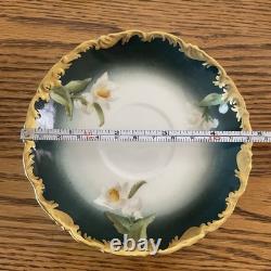 Limoges T&V Greenleaf & Crosby Hand Painted Floral Gold Demitasse 12 piece Set