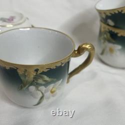 Limoges TV Greenleaf & Crosby Hand Painted Yellow Gold Tea /Demitasse 12 piece