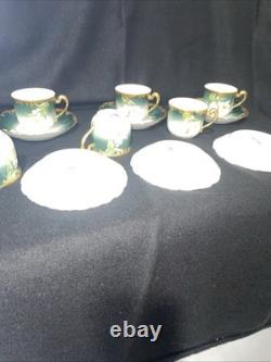 Limoges TV Greenleaf & Crosby Hand Painted Yellow Gold Tea /Demitasse 12 piece