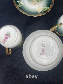 Limoges TV Greenleaf & Crosby Hand Painted Yellow Gold Tea /Demitasse 12 piece