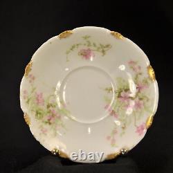 Limoges Theodore Haviland 3 Cups & Saucers Demi Chocolate 1903-1925 Pink withGold