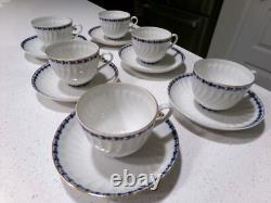 Lomonosov Porcelain Cobalt Frieze Lot Of 6 Demitasse Cups And Saucers