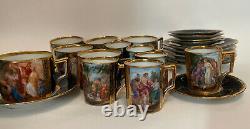 Lot 24 Beehive Ackermann & Fritze Demitasse Coffee Tea Cup Saucer Royal Blue CH2