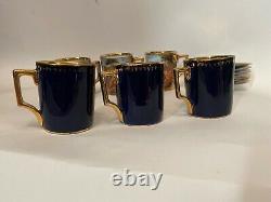 Lot 24 Beehive Ackermann & Fritze Demitasse Coffee Tea Cup Saucer Royal Blue CH2