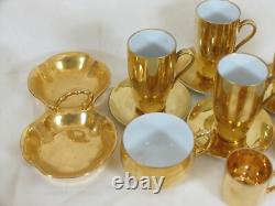 Lot 4 Seyei Tall Demitasse Cups & Saucers Set With Other Gold Plated Dishes & Cups