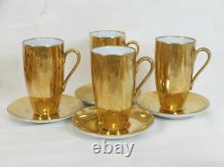 Lot 4 Seyei Tall Demitasse Cups & Saucers Set With Other Gold Plated Dishes & Cups