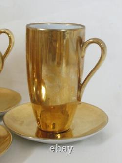 Lot 4 Seyei Tall Demitasse Cups & Saucers Set With Other Gold Plated Dishes & Cups