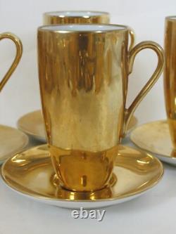 Lot 4 Seyei Tall Demitasse Cups & Saucers Set With Other Gold Plated Dishes & Cups