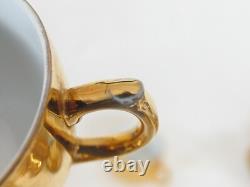 Lot 4 Seyei Tall Demitasse Cups & Saucers Set With Other Gold Plated Dishes & Cups