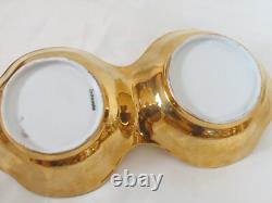 Lot 4 Seyei Tall Demitasse Cups & Saucers Set With Other Gold Plated Dishes & Cups
