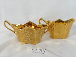 Lot 4 Seyei Tall Demitasse Cups & Saucers Set With Other Gold Plated Dishes & Cups