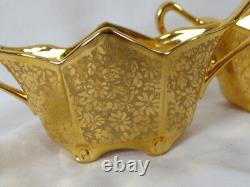 Lot 4 Seyei Tall Demitasse Cups & Saucers Set With Other Gold Plated Dishes & Cups