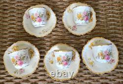 Lot Of 5 Limoges Ls&s France Rose Floral Demitasse Teacup & Saucer Sets Vintage