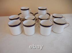 Lot of 10 19c Spode Cobalt Blue Gold Demitasse Espresso Cup Saucer Signed Consul