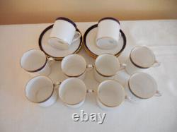 Lot of 10 19c Spode Cobalt Blue Gold Demitasse Espresso Cup Saucer Signed Consul