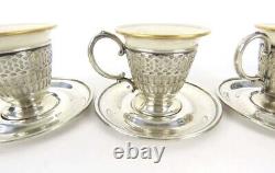 Lot of 4 Webster Sterling Silver Demitasse Cups & Saucers with Lenox Cup Liners