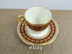 Lot of 5 Lenox China USA Demitasse Cups & Saucers S&G Gump Gold Laurel Maroon