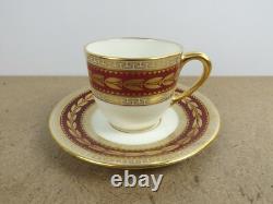 Lot of 5 Lenox China USA Demitasse Cups & Saucers S&G Gump Gold Laurel Maroon